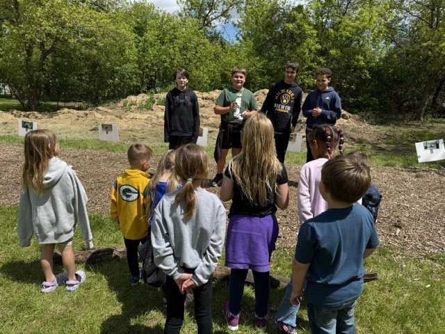 students at the outdoor trail