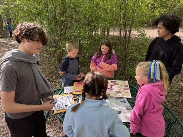 students at the outdoor trail