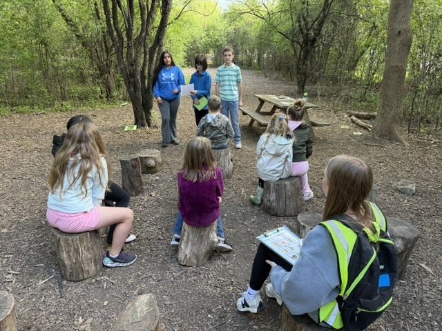 students at the outdoor trail