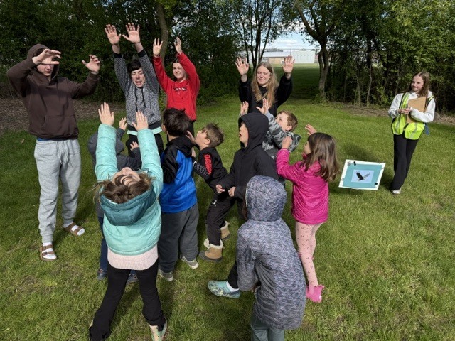 students at the outdoor trail