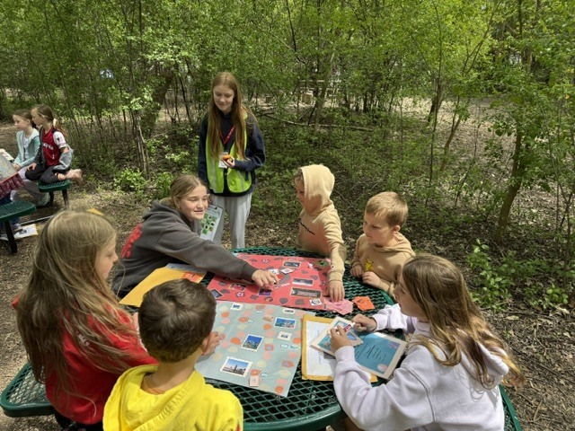students at the outdoor trail