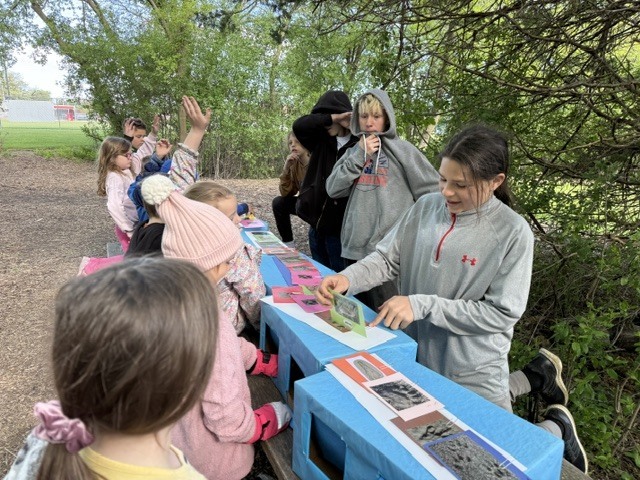 students at the outdoor trail