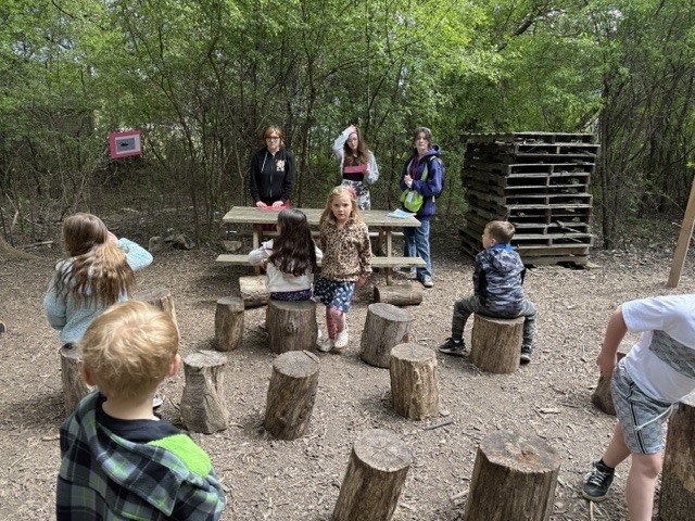 students at the outdoor trail