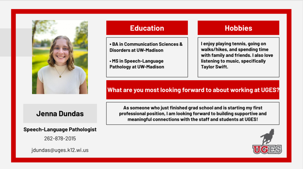 Photo of Jenna Dundas, newly hired speech pathologist