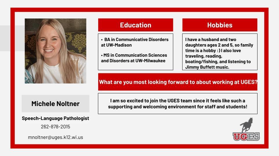Photo of Michele Nolter, newly hired speech pathologist