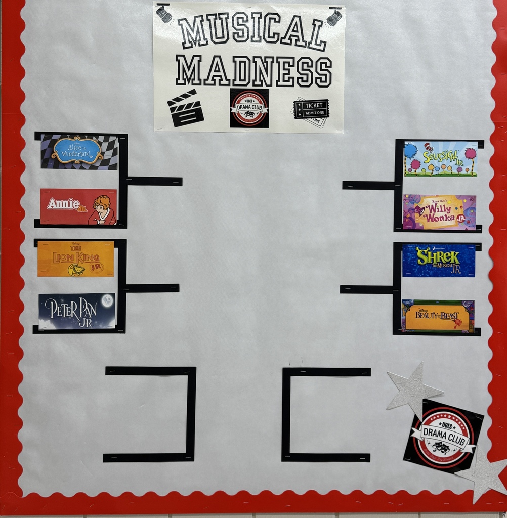 musical madness bracket including 8 potential shows