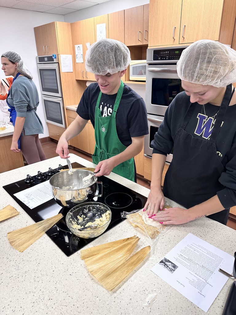 Students making tamales
