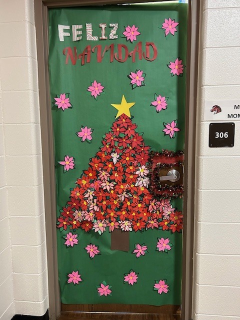 Door decorated for the holiday