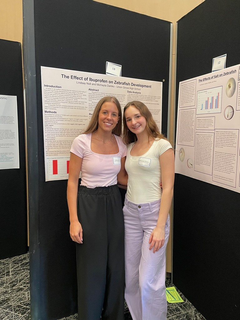 AP Bio students posing in front of display