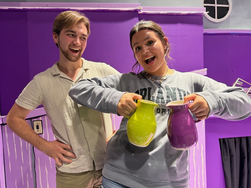 Rehearsal Photo: Nathan Buchanan (Adam) and Marley Sorensen (Barbara)