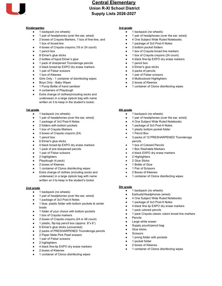 supply list