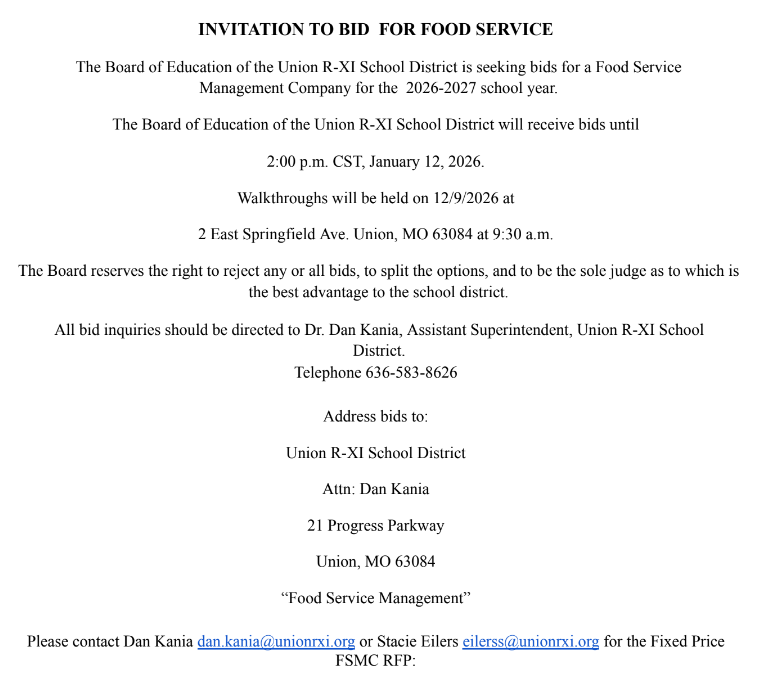Invitation to Bid for Food Service