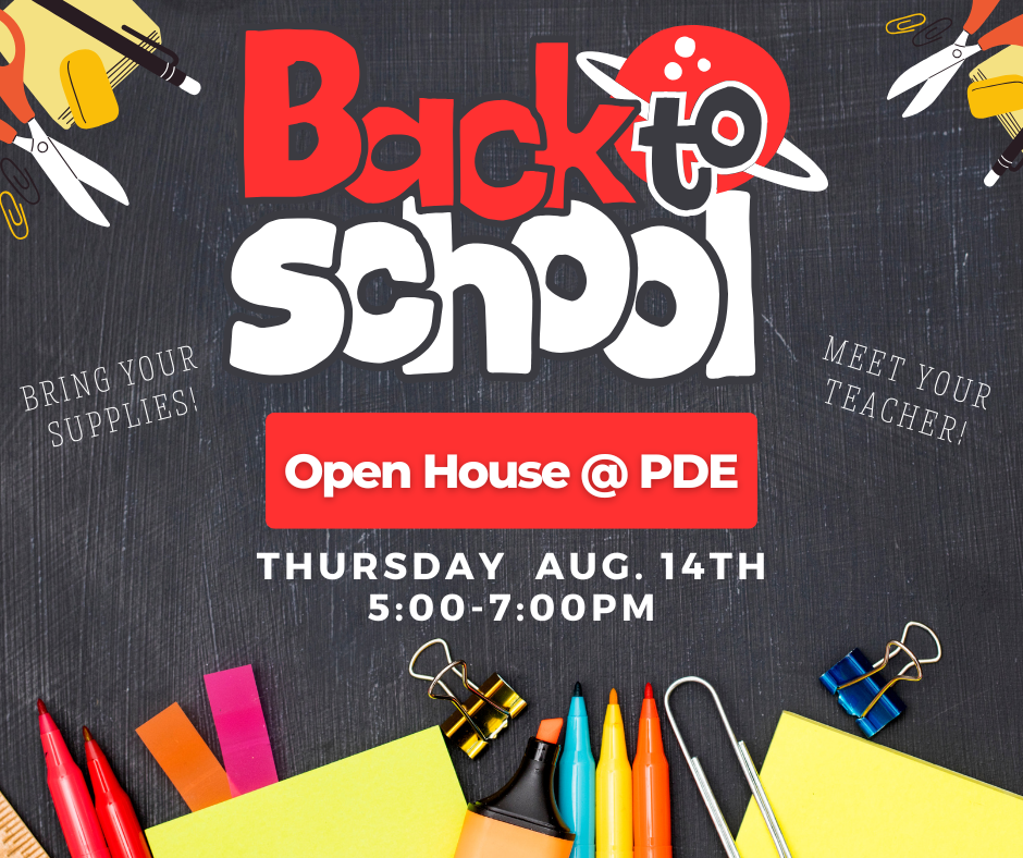 Come meet your teacher and drop off your supplies. August 14th from 5pm - 7pm.