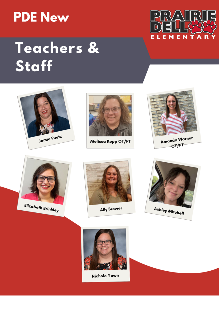 Please welcome a few more new teachers and staff that have changed buildings or positions at PDE.