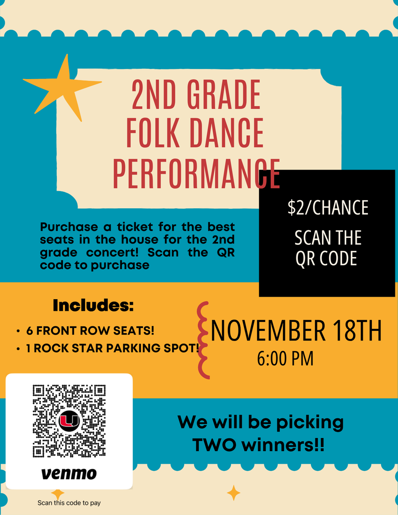 Purchase a ticket for the best seats in the house for the 2nd grade concert! Scan the QR code to purchase