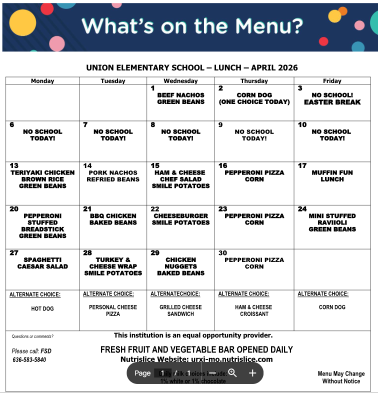 Take a look at the April menus.