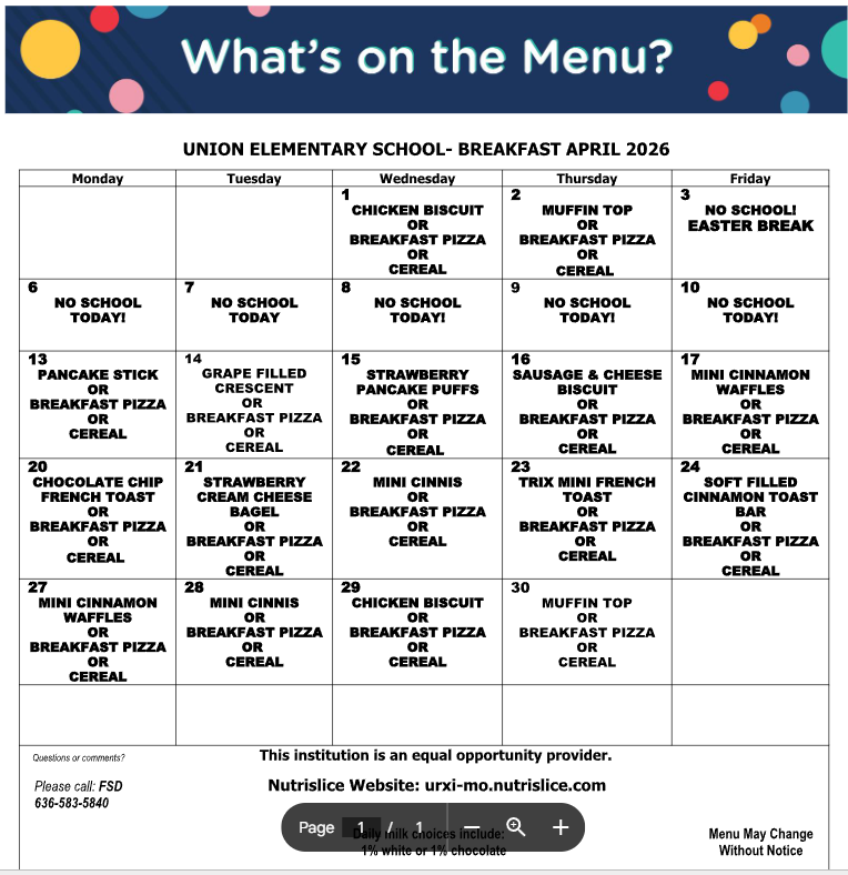 Take a look at the April menus.