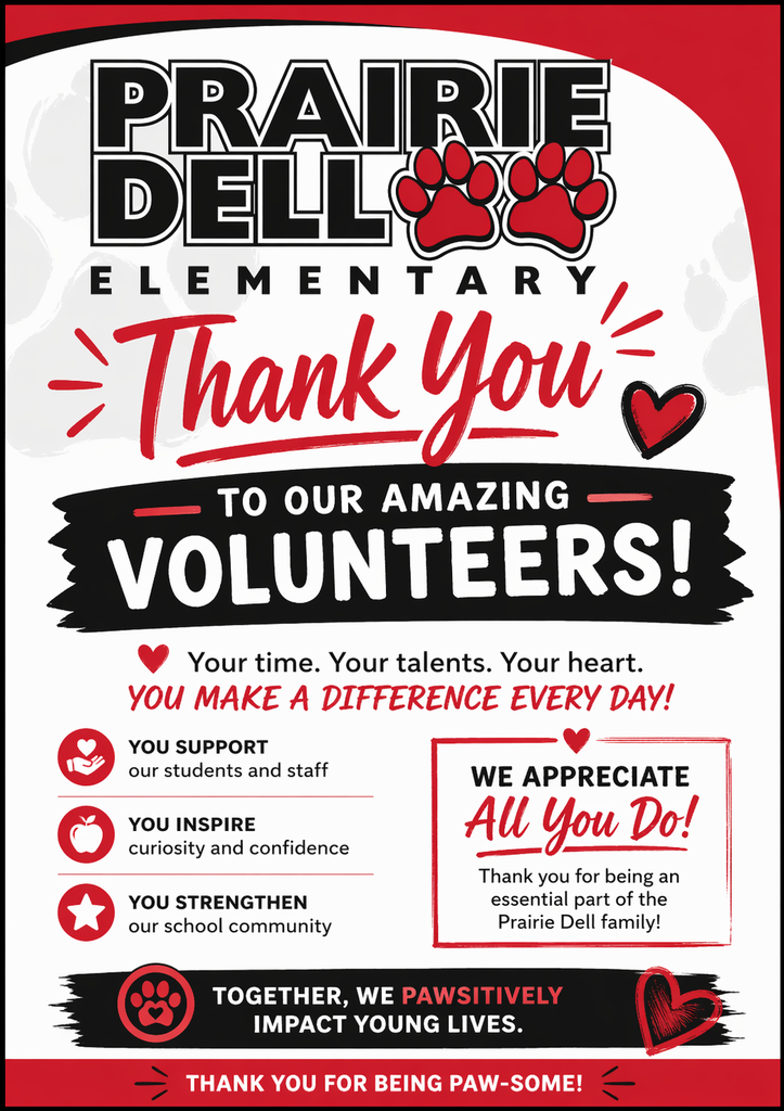 Prairie Dell would like to thank our volunteers for all of their hard work. They help with field day, field trips, events and the PTO. Happy volunteer appreciation week. 