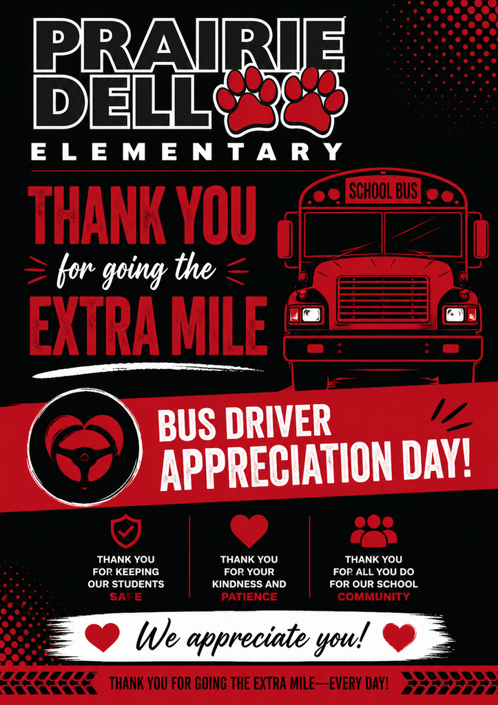 Today is bus driver appreciation day. We are so fortunate to have these men and women who make sure our students get and from school safely.  Thank you so much for taking great care of our PDE family.