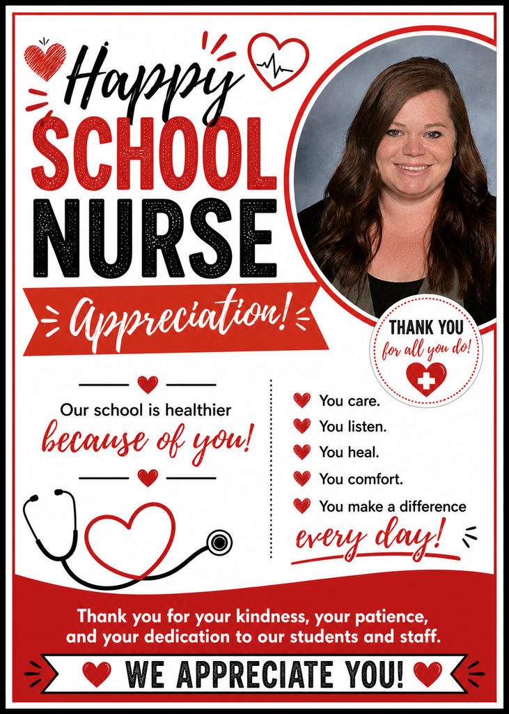 Today is School Nurse Appreciation Day. Nurse Liz is such an amazing and caring nurse. She takes care  of everyone at PDE staff included. Thank you for the ice packs, band aids, crackers, and everything else you do behind the scene. We truly appreciate you.