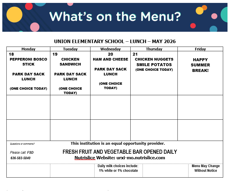 We have a menu change for lunch next week.