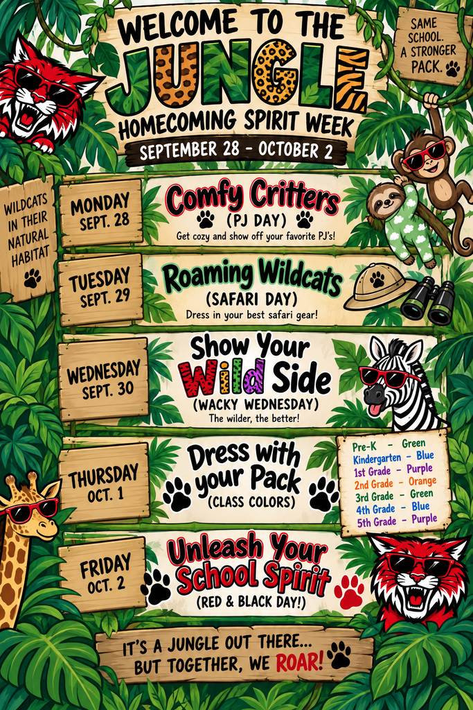 Next week is homecoming week. Let's show our spirit by dressing up!