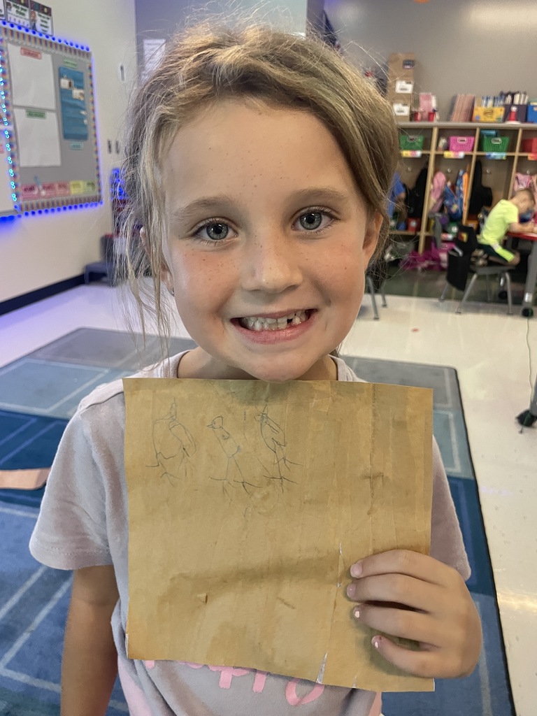 First graders made hieroglyphics on papyrus paper this week.