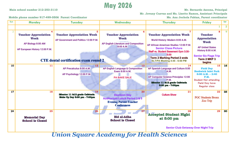 May events Calendar