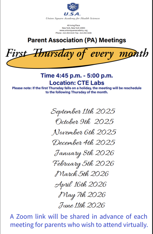 PA Meeting Schedule