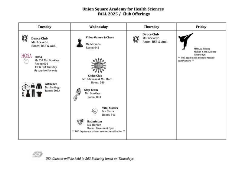 fall 2025 clubs chart