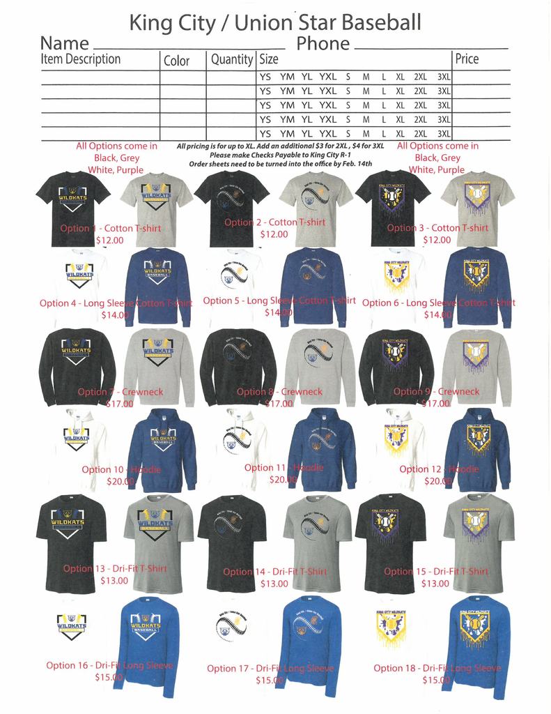 Pictures of clothing/order form.