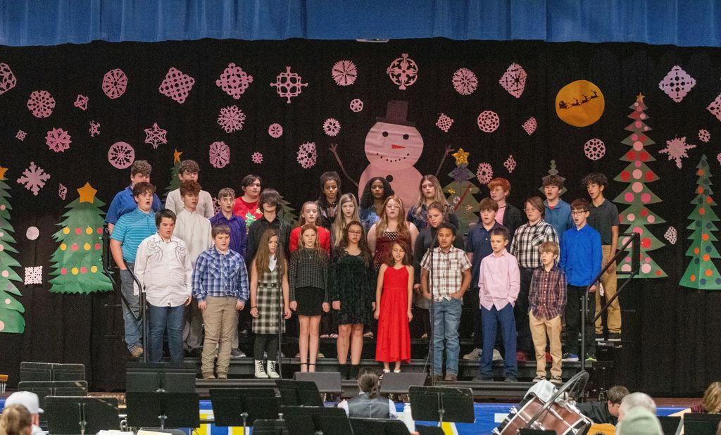 Middle school singers perform a Christmas song during the Christmas concert at Union Star School.