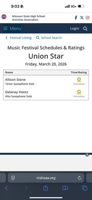 Student names and solo event rating