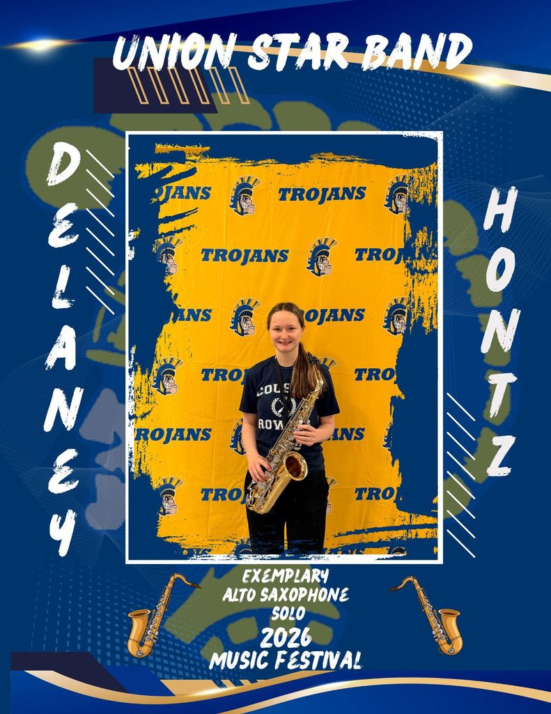 Poster of a band student being recognized for an exemplary gold rating.