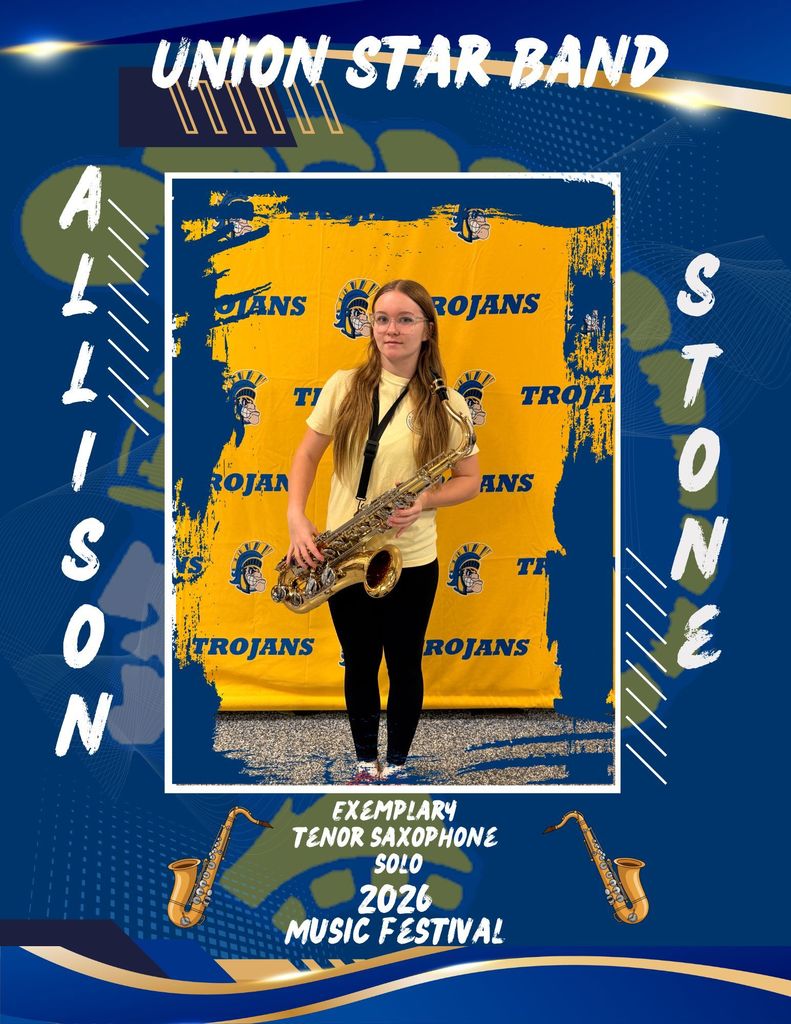 Picture of a student being recognized for earning exemplary gold rating at music festival.