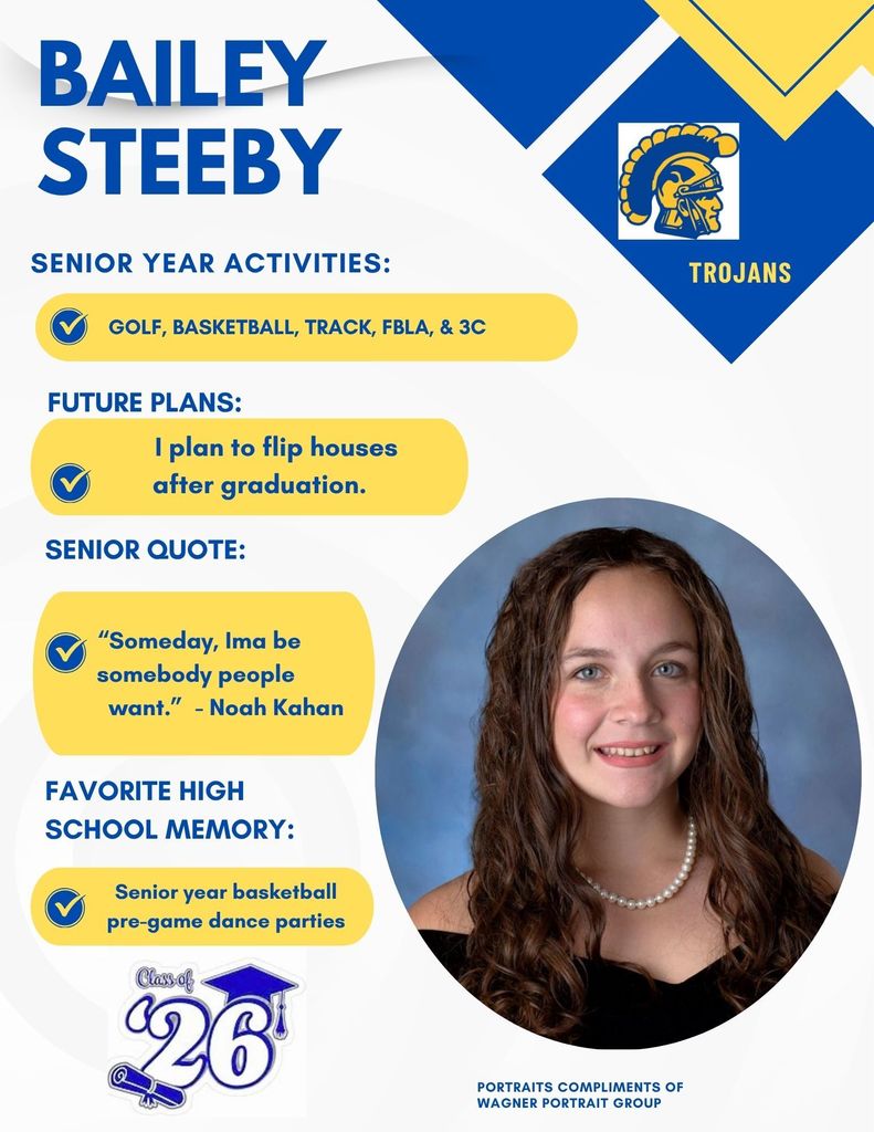 Picture of Bailey and information about her high school career.