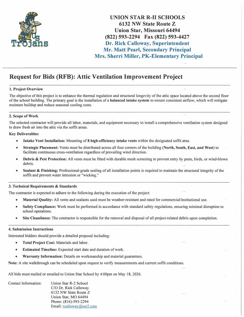 Bid requirements for ventilation project