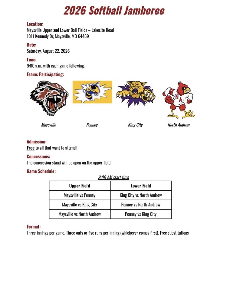 schedule of softball jamboree at Maysville