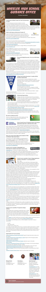 Wheeler High School Guidance October Newsletter