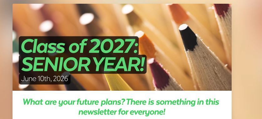 Screen shot of newsletter