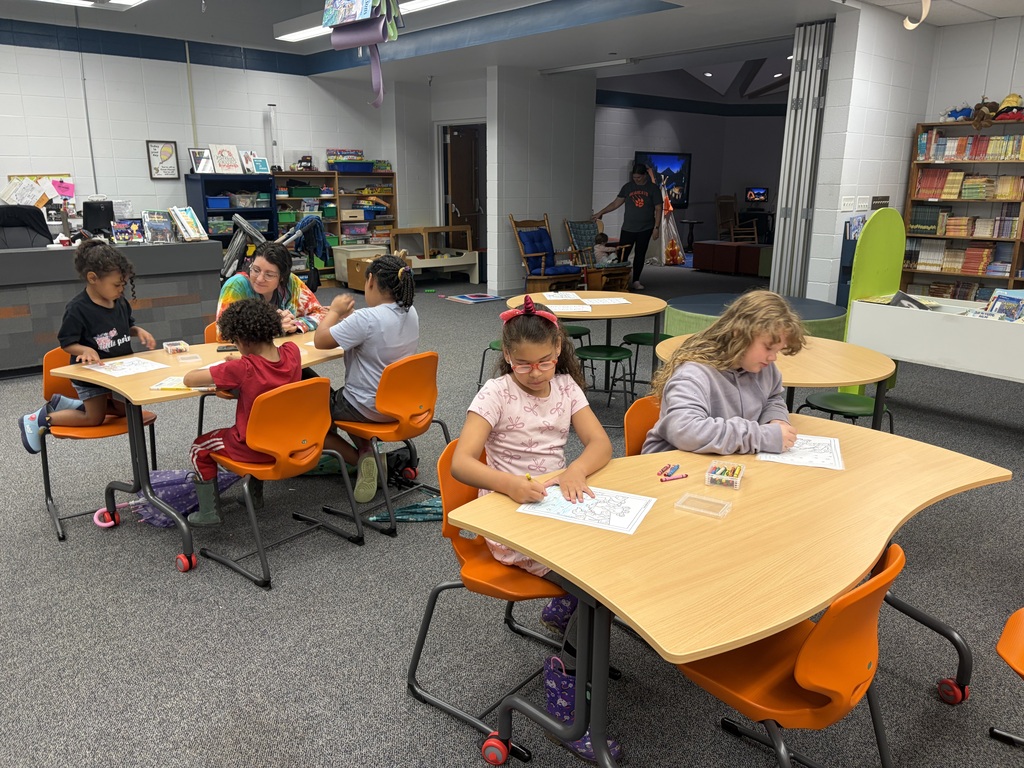 Students at craft time coloring. 