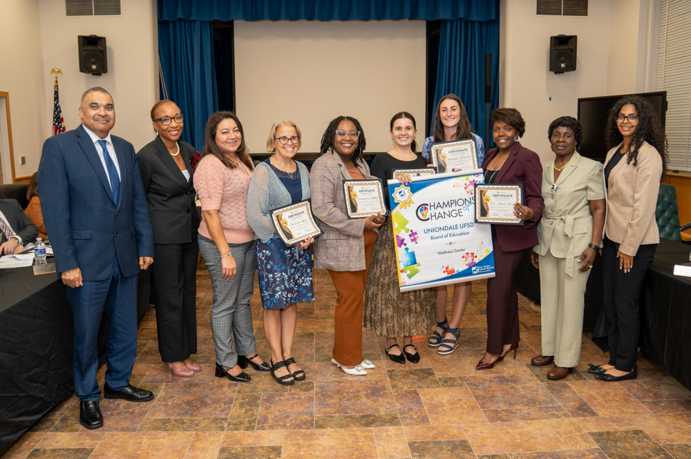School members recieving an award