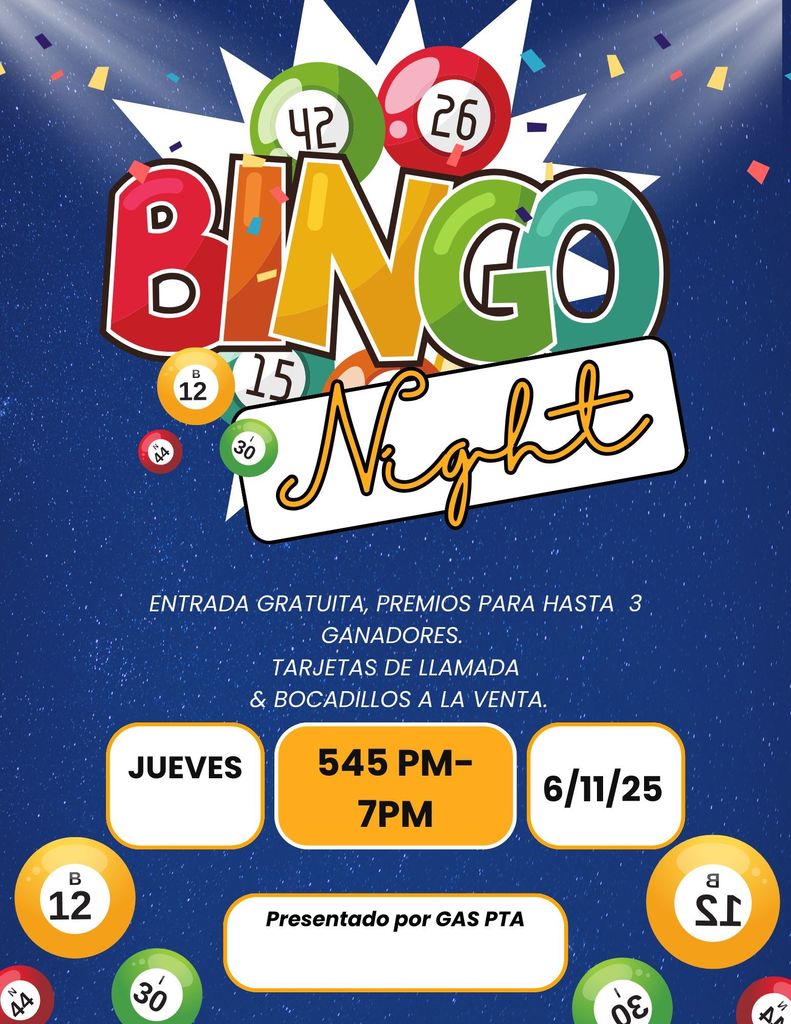 Gas PTA Bingo Spanish