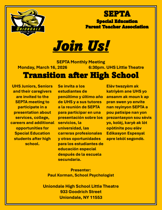 Attention Juniors, Seniors, and Caregivers! Join us for this month’s SEPTA Monthly Meeting focused on one of the most important milestones: