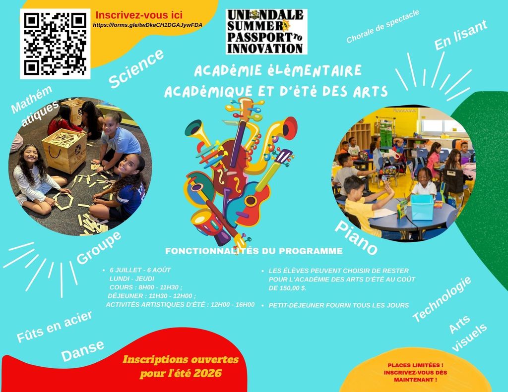 Elementary Academic and Summer Arts academy flyer - Creole