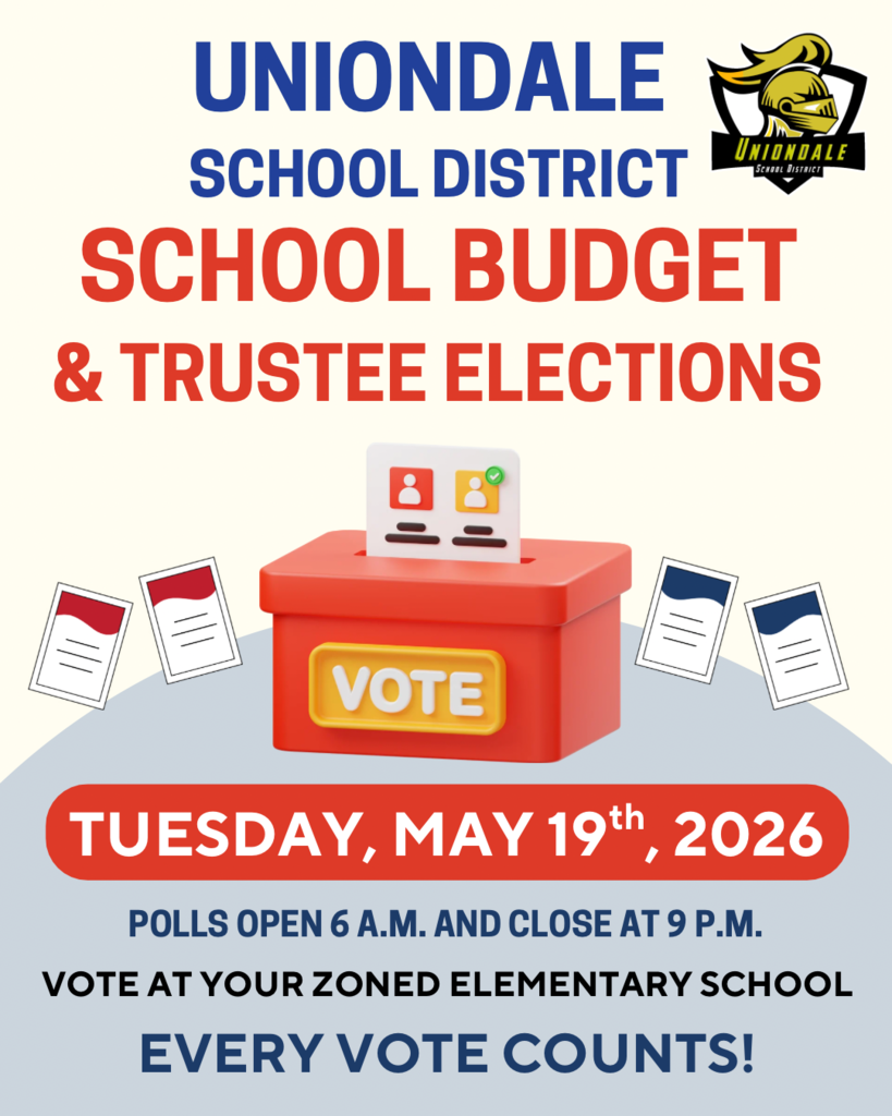 School Budget and Trustee election flyer for Uniondale School District