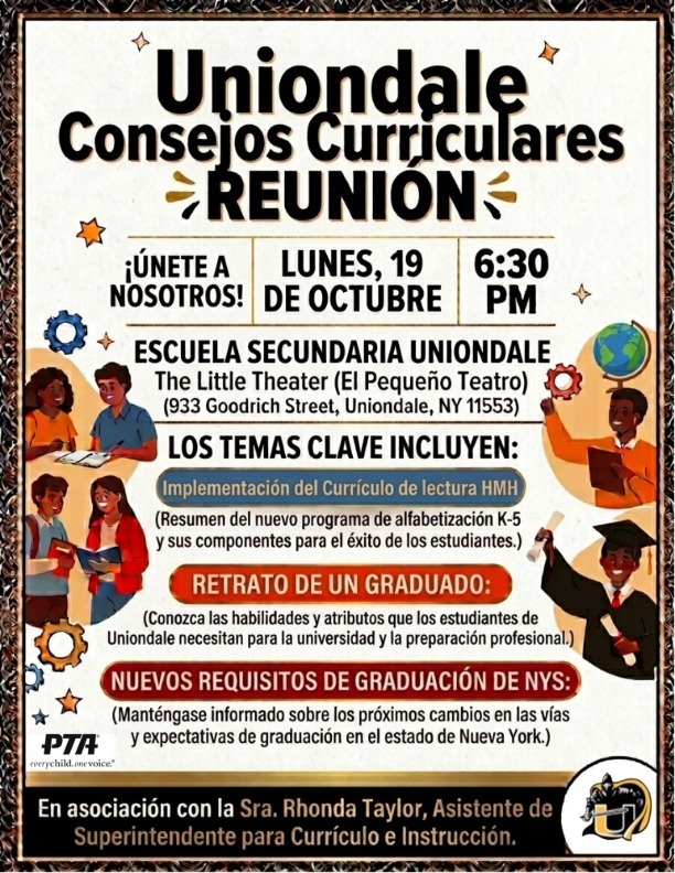 Uniondale PTA Curriculum Council Meeting - Monday, October 19 - Spanish