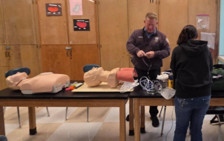 Throughout the year, students rotate through a series of hands-on modules, practicing CPR, airway  and ventilation techniques, trauma care and patient-lifting exercises under the guidance of certified  instructors 