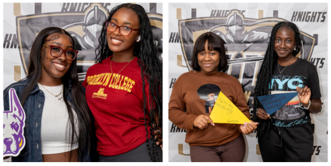 Students displaying their college/trade schools