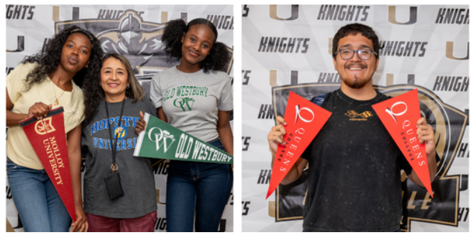 Students displaying their college/trade schools